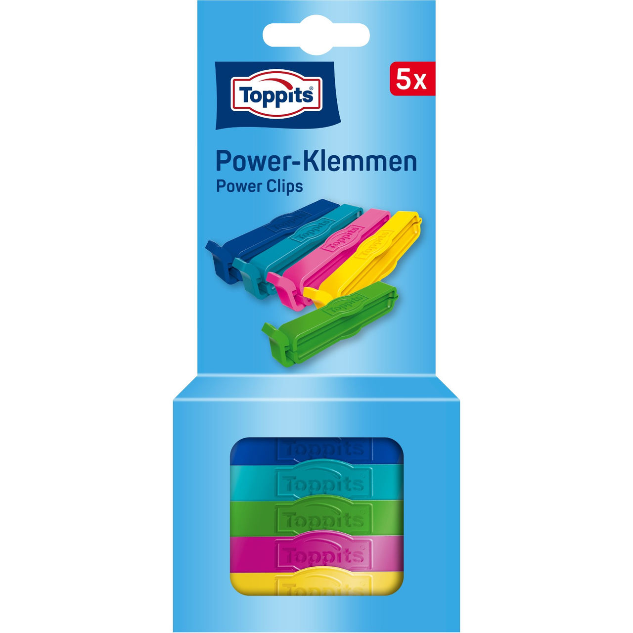 Vorderseite der Verpackung Toppits Power-Klemmen